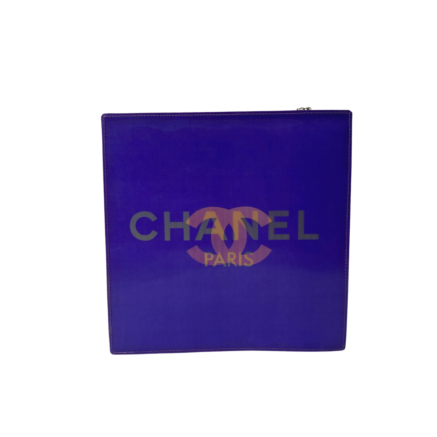 Chanel 2001 Purple Holographic CC Logo Chain Tote Bag