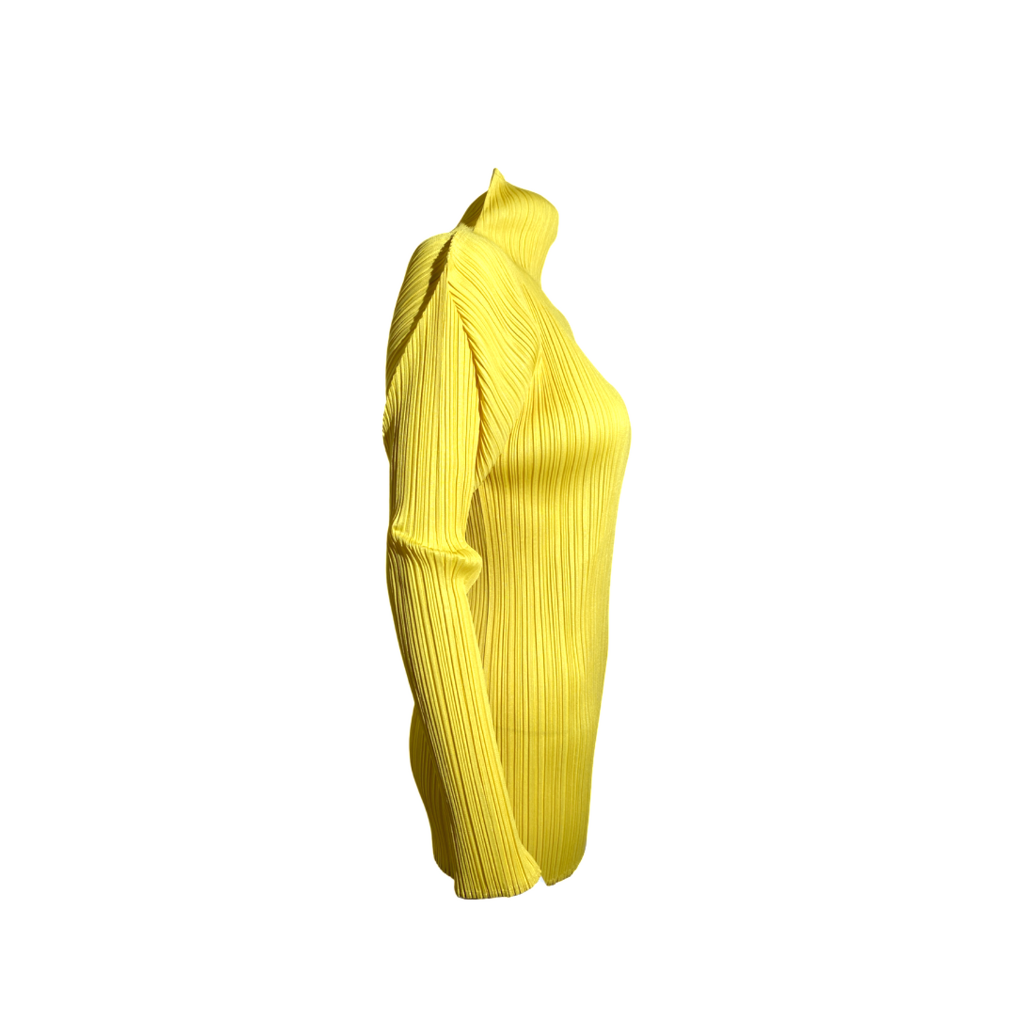 Issey Miyake 2014 SS Pleats Please Yellow Turtleneck Top