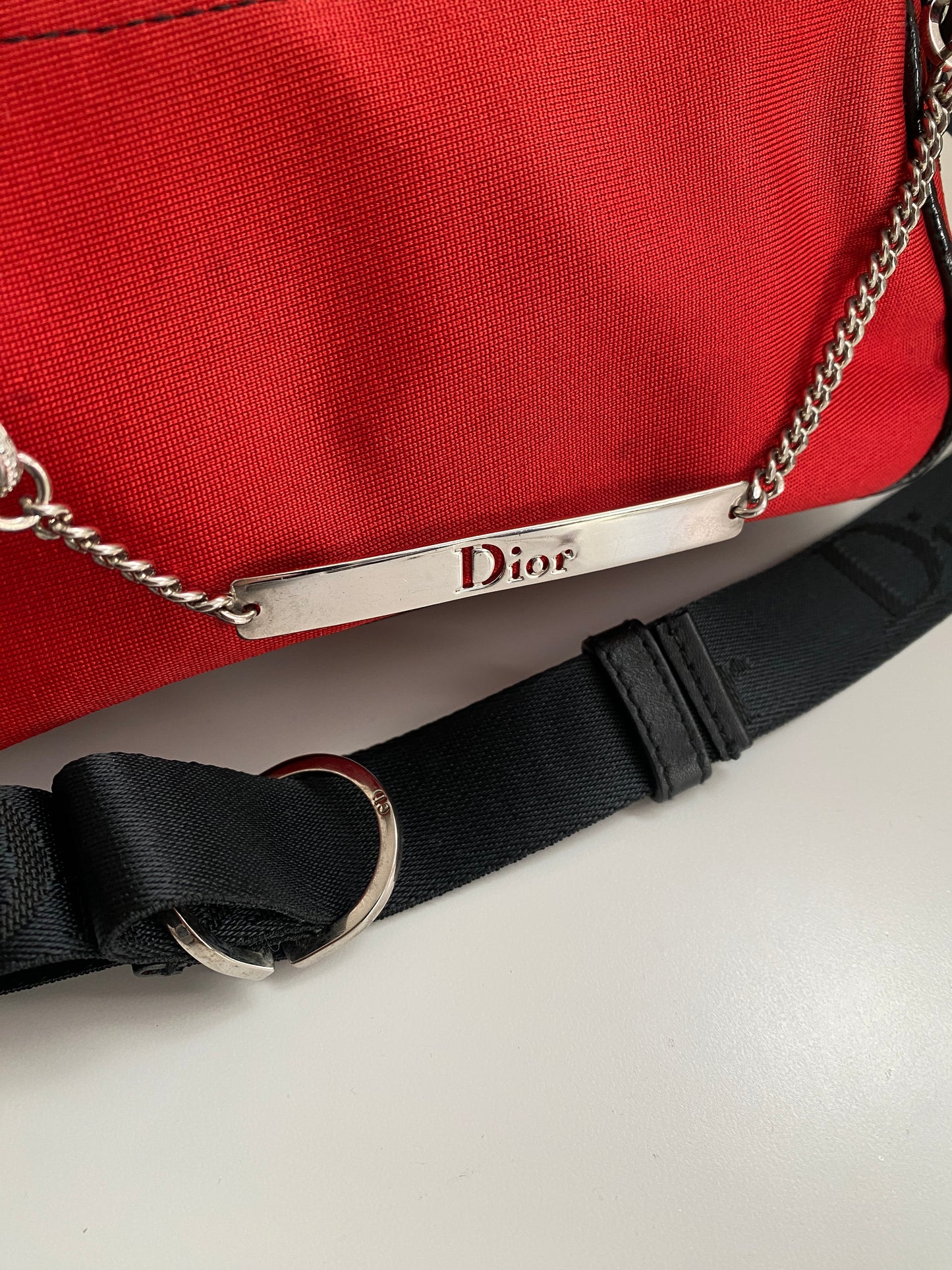 Dior 2004 Jersey Hardcore Red Shoulder Bag