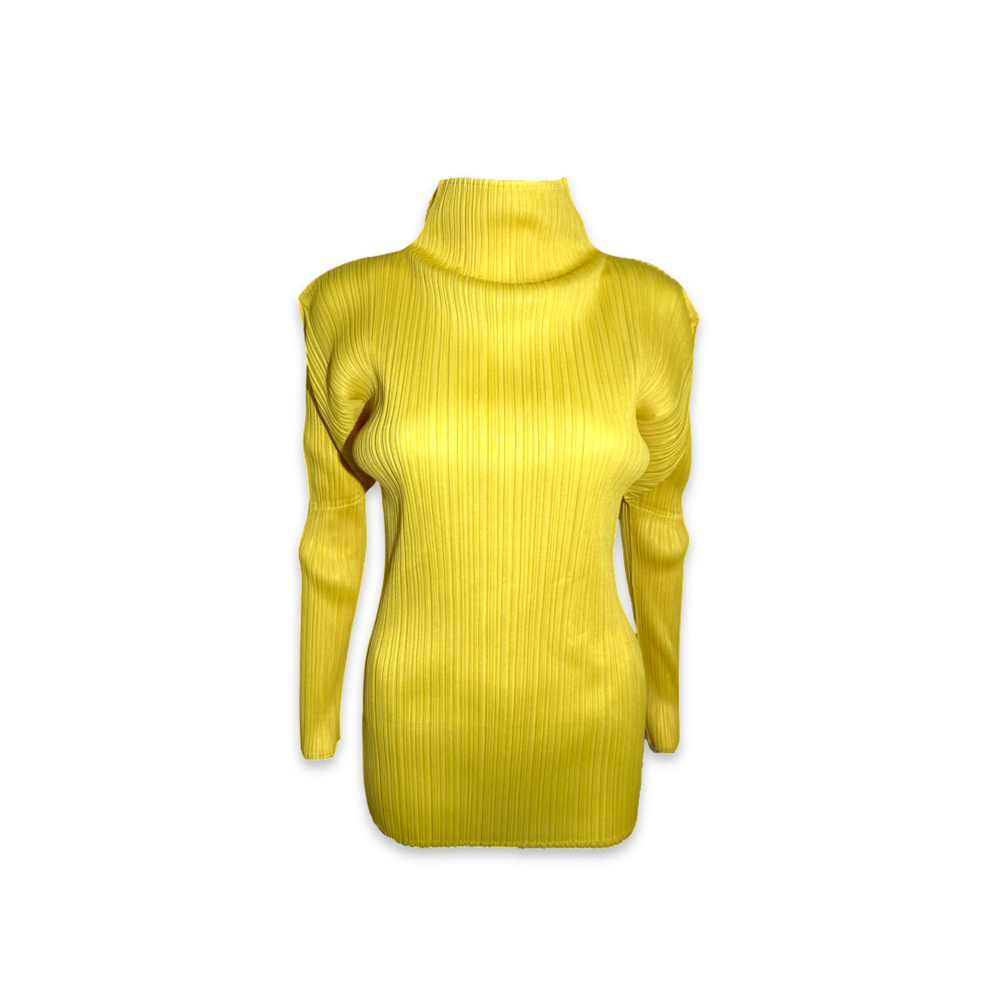 Issey Miyake 2014 SS Pleats Please Yellow Turtleneck Top
