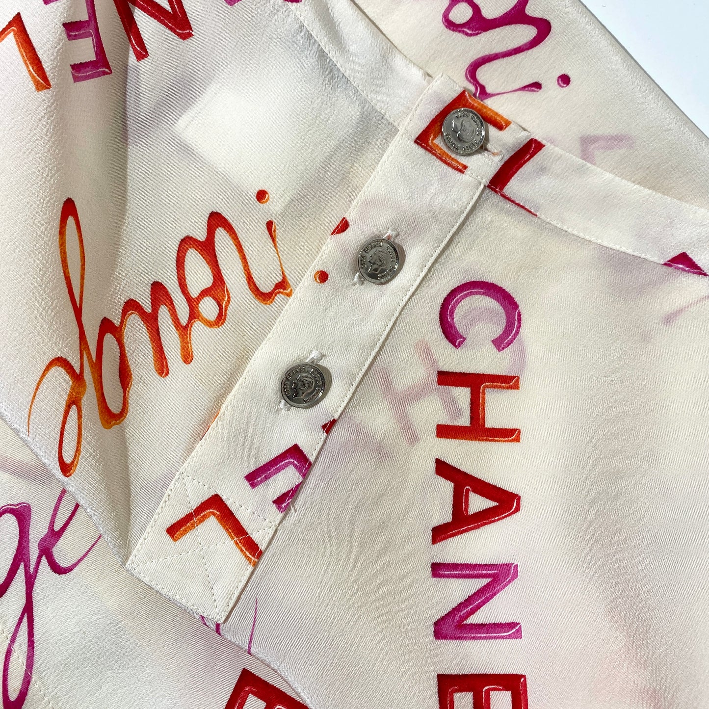 Chanel 1996 Rouge Coco Logo Silk Top T-shirt