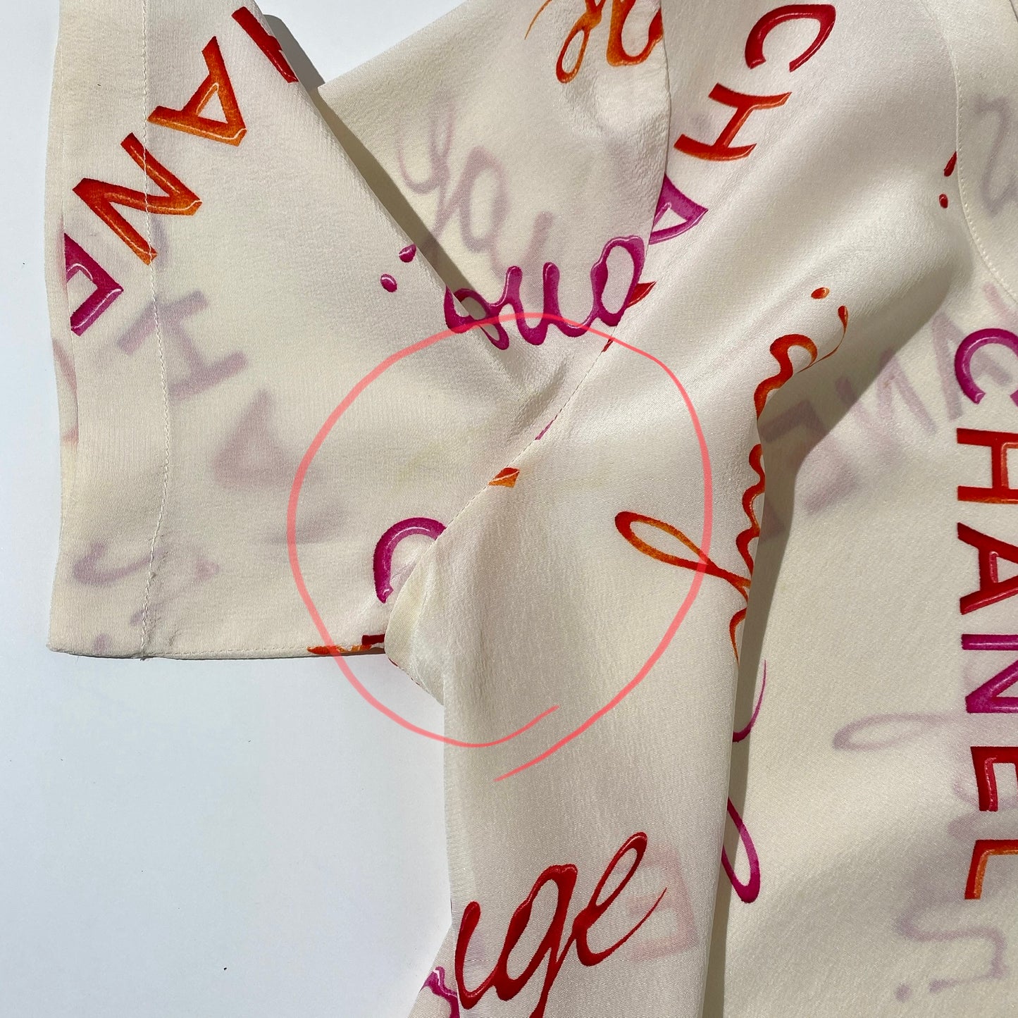 Chanel 1996 Rouge Coco Logo Silk Top T-shirt