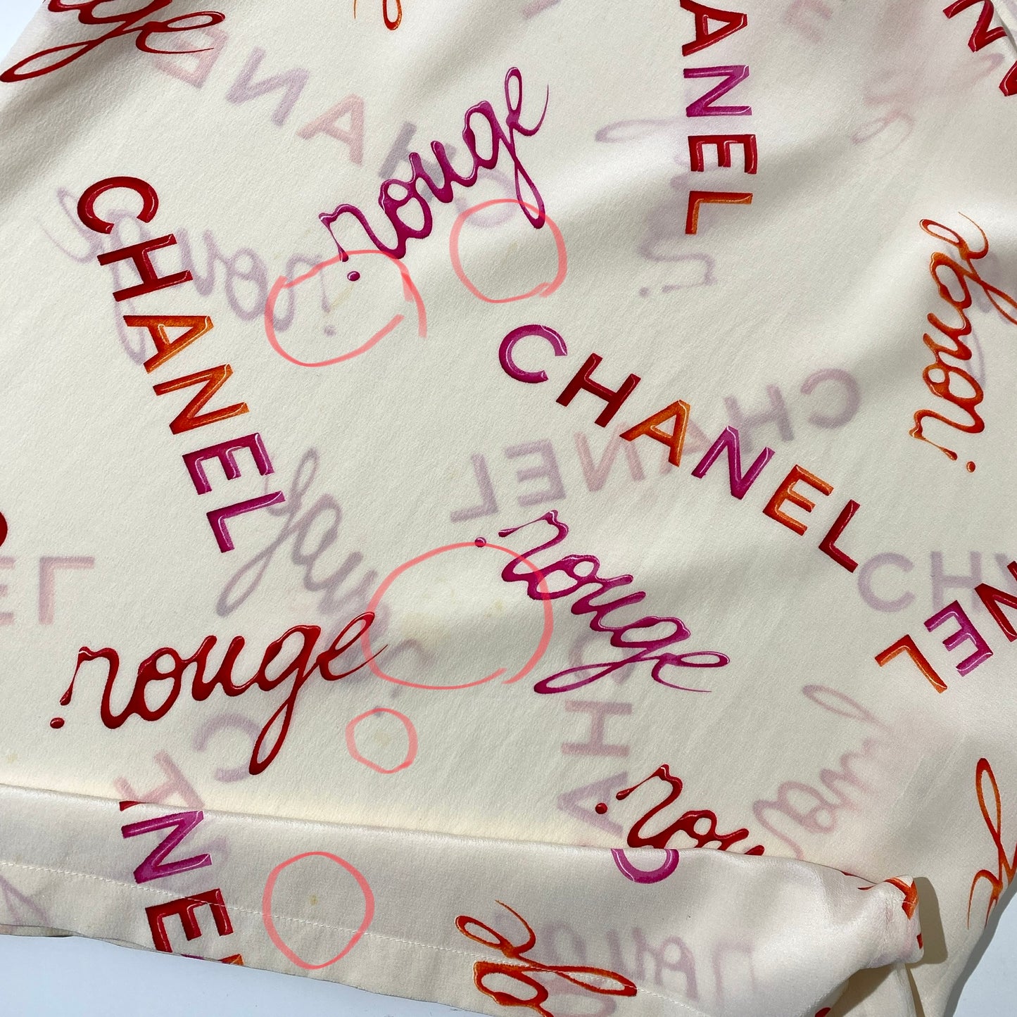 Chanel 1996 Rouge Coco Logo Silk Top T-shirt