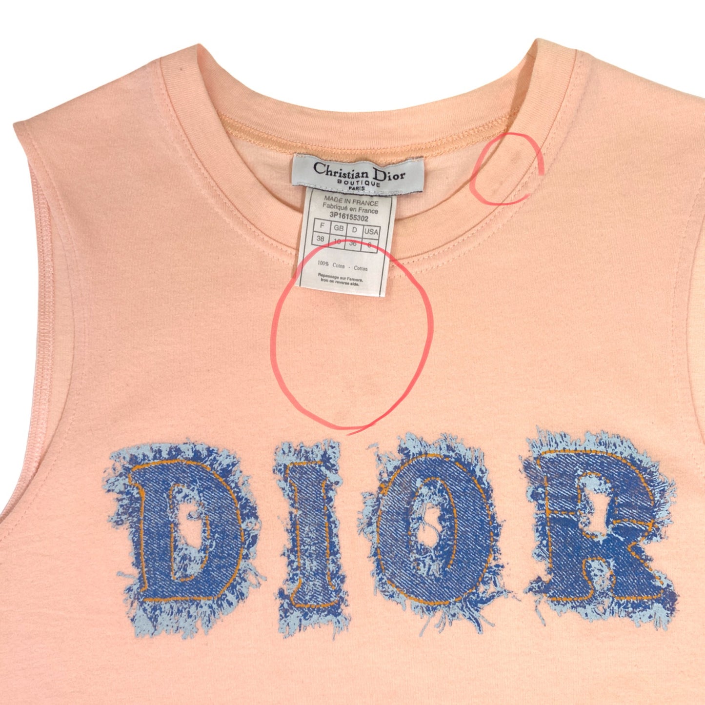 Dior 2003 Denim Logo Logo Print Pink Tanktop