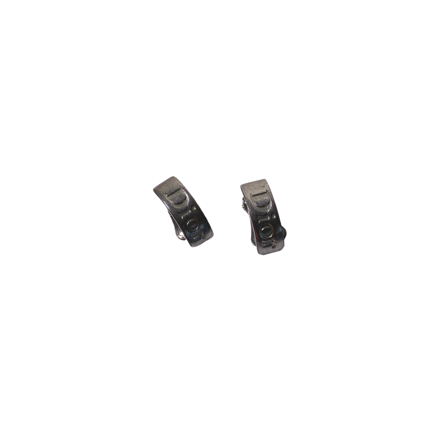 Dior Logo Silver Plated Clip Earrings