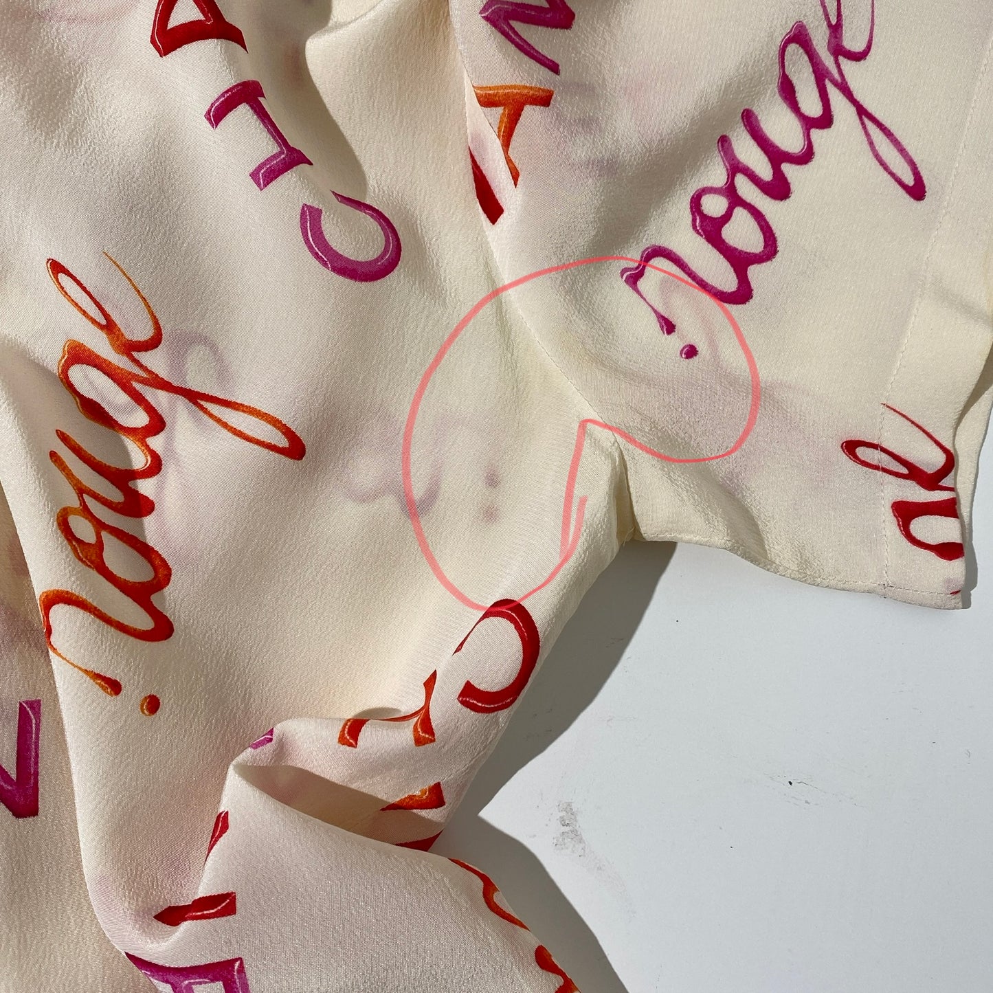 Chanel 1996 Rouge Coco Logo Silk Top T-shirt