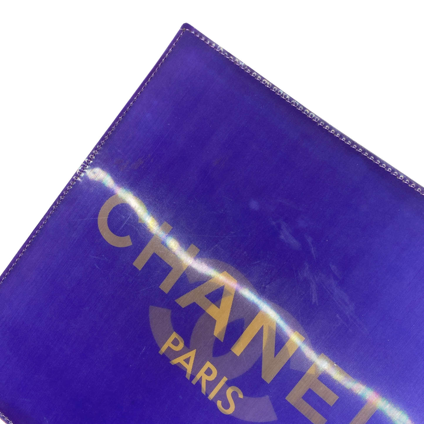 Chanel 2001 Purple Holographic CC Logo Chain Tote Bag