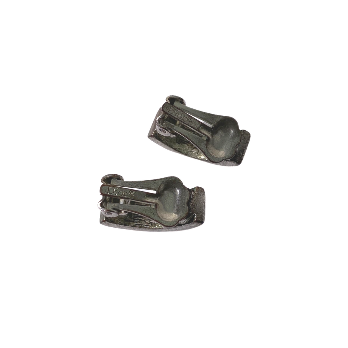 Dior Logo Silver Plated Clip Earrings