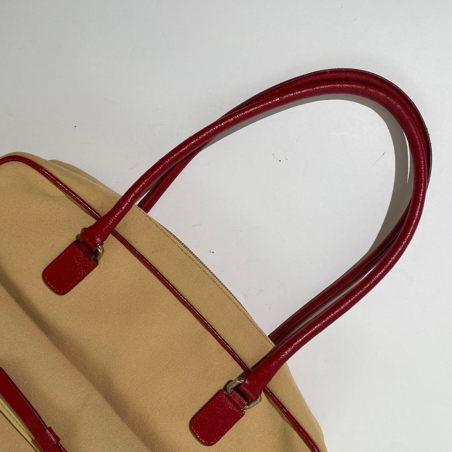 Miu Miu 2000 SS Beige/ Red Bow Canvas Shoulder Bag