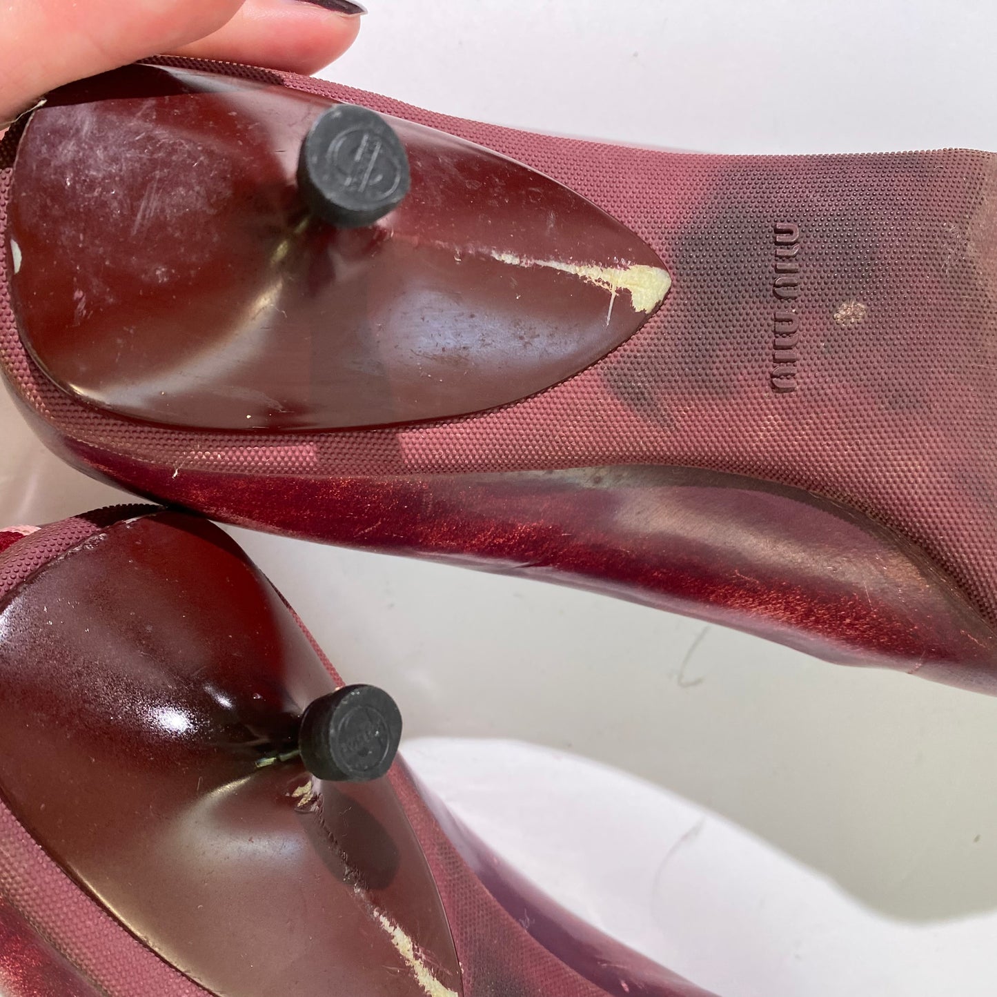 Miu Miu 2000 SS Burgundy Bow Pointed Toe Kitten Heels Pumps