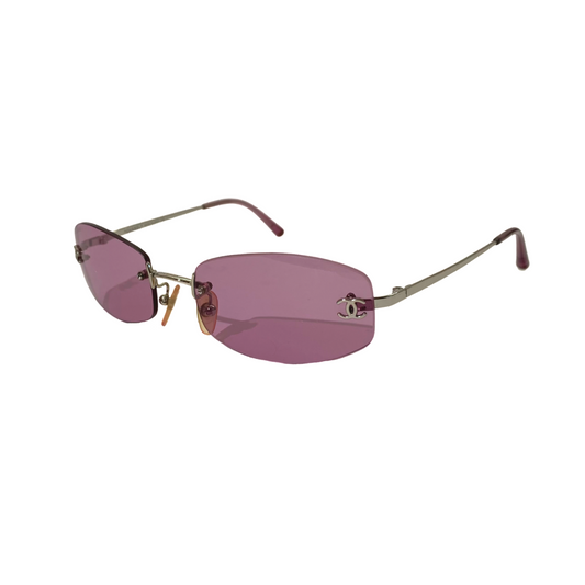 Chanel 2000s CC Mark Pink Rimless Sunglasses