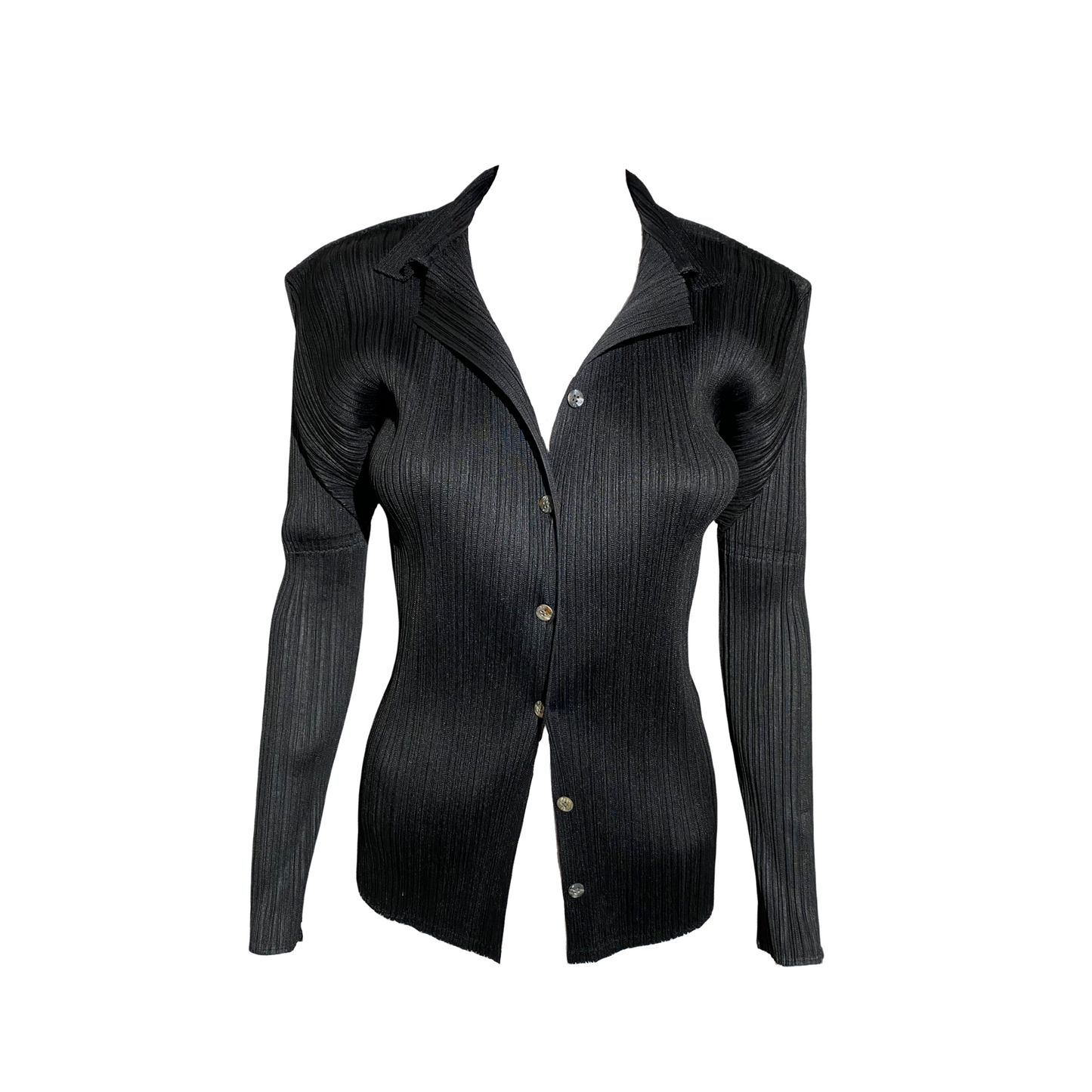 Issey Miyake Pleats Please Black Blouse Button-up Shirt