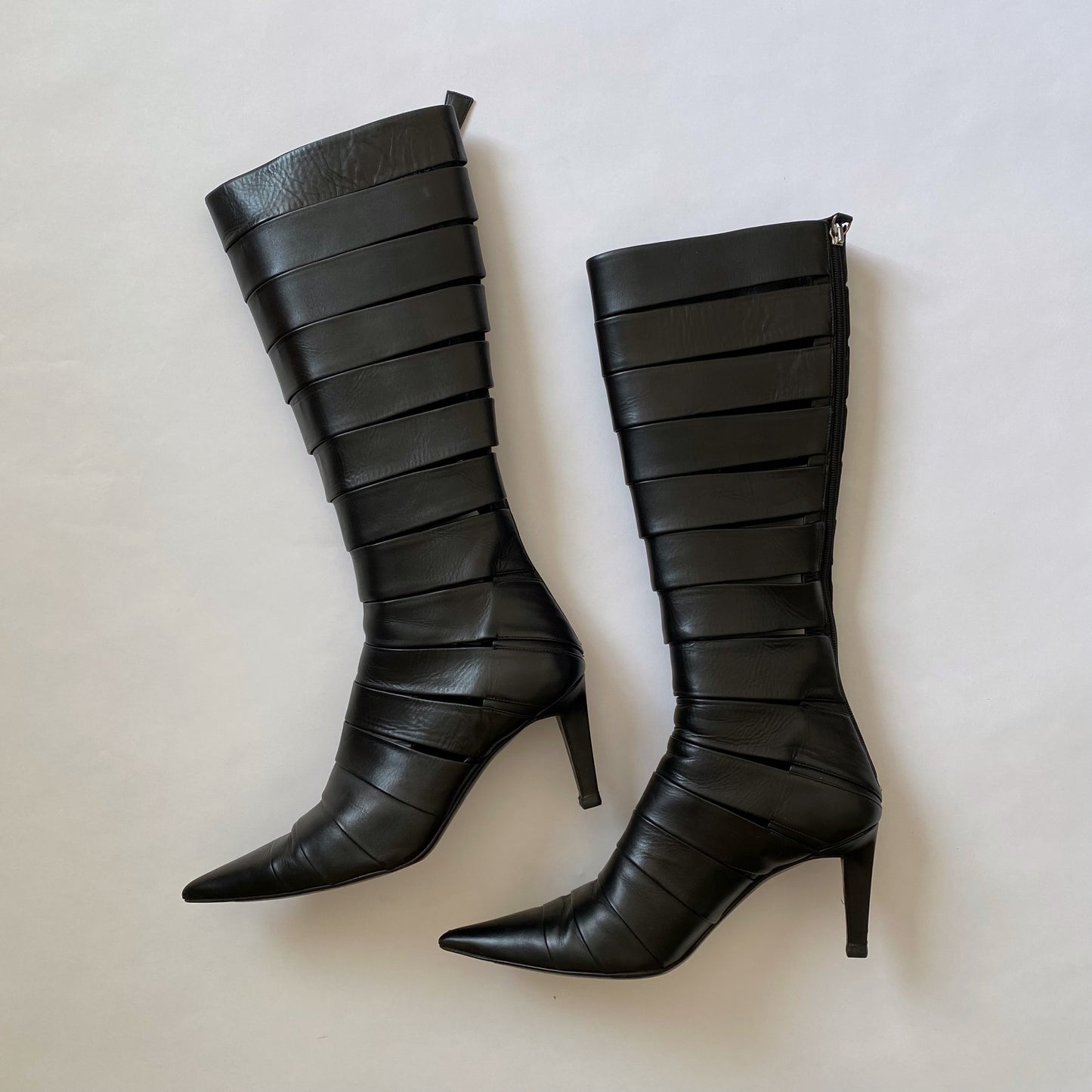 Jil Sander Black Leather Pointed Toe Knee-hight Boots