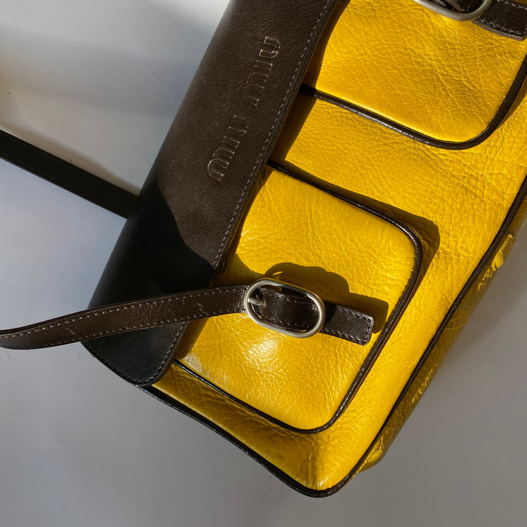 Miu Miu 90s Leather Yellow Brown Shoulder Bag – Glitzy Club
