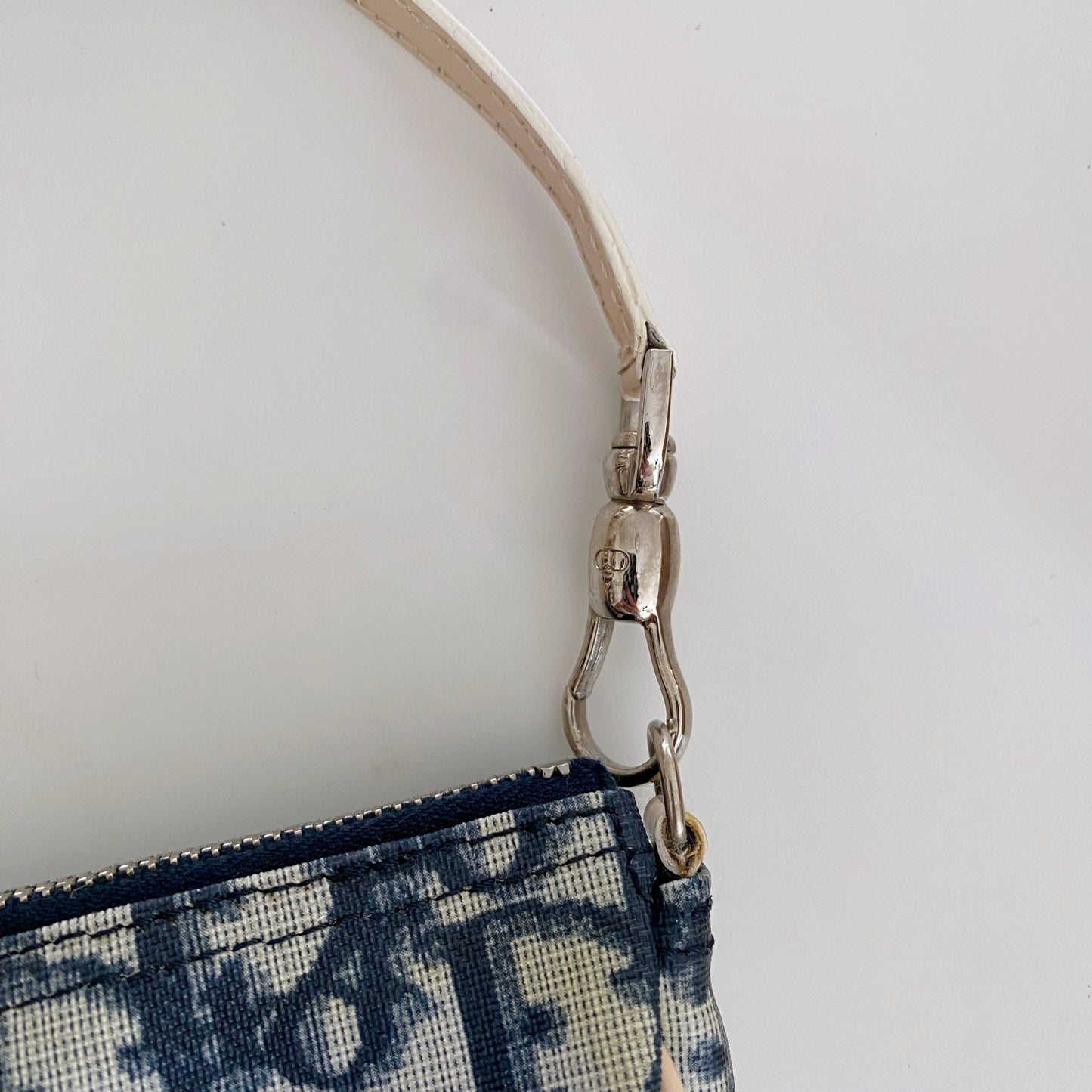 Dior 2001 Navy Blue Trotter Monogram Mini Saddle Bag