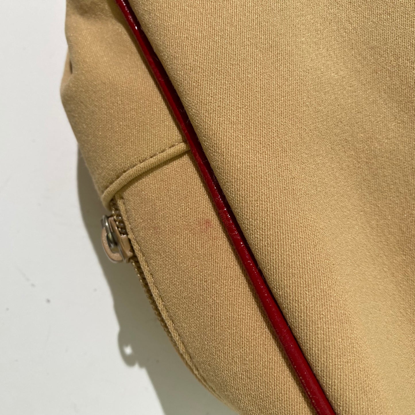 Miu Miu 2000 SS Beige/ Red Bow Canvas Shoulder Bag