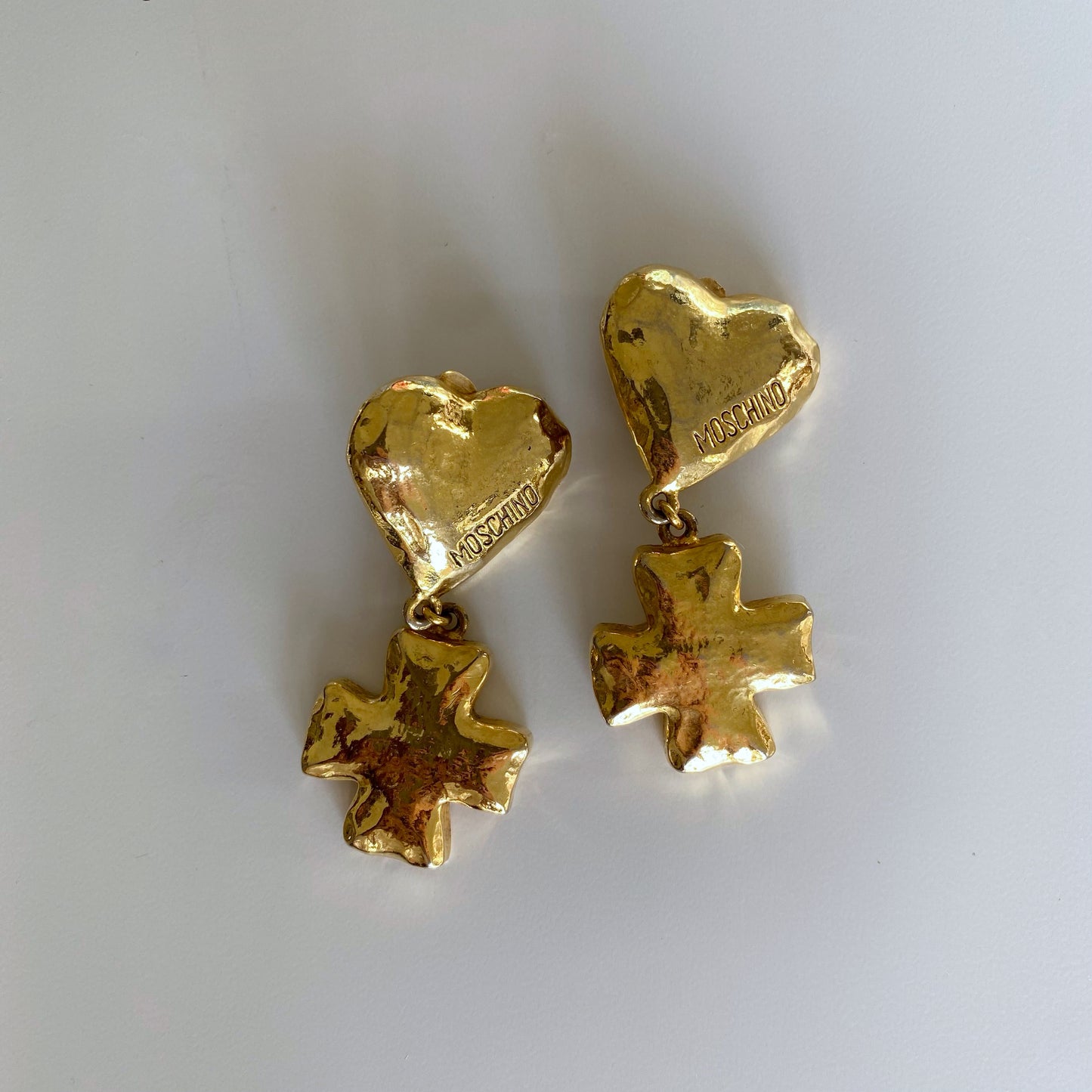 Moschino 80s Gold Chunky Heat Shaped Clip-on Earrings