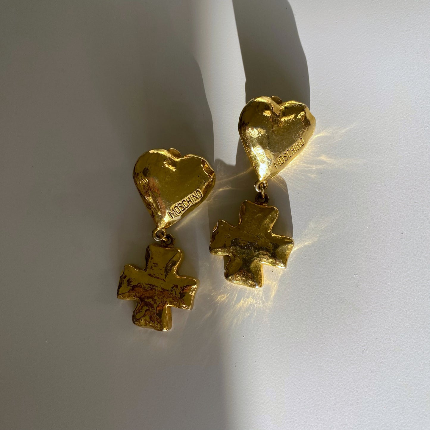 Moschino 80s Gold Chunky Heat Shaped Clip-on Earrings