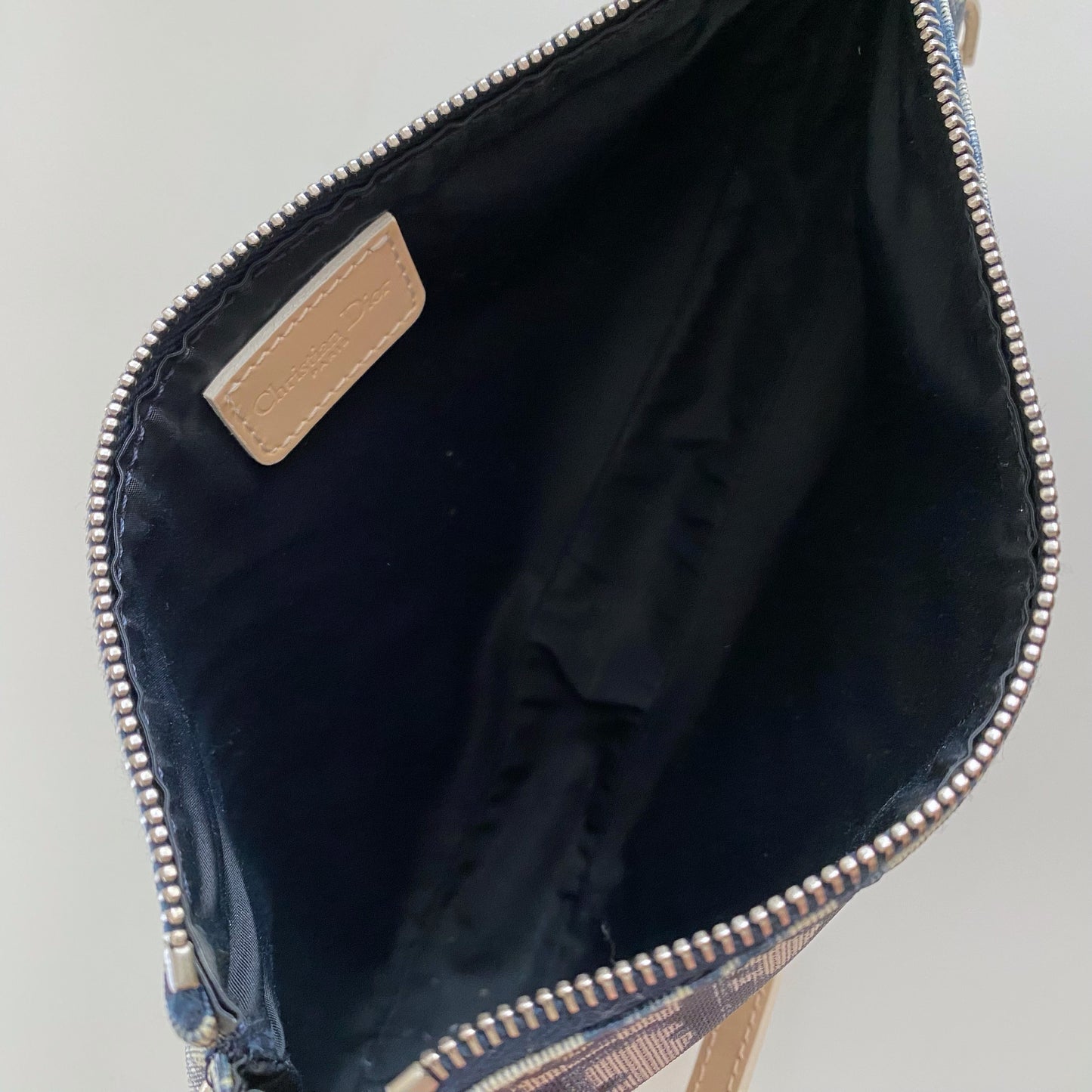 Dior 2001 Navy Blue Trotter Monogram Mini Saddle Bag