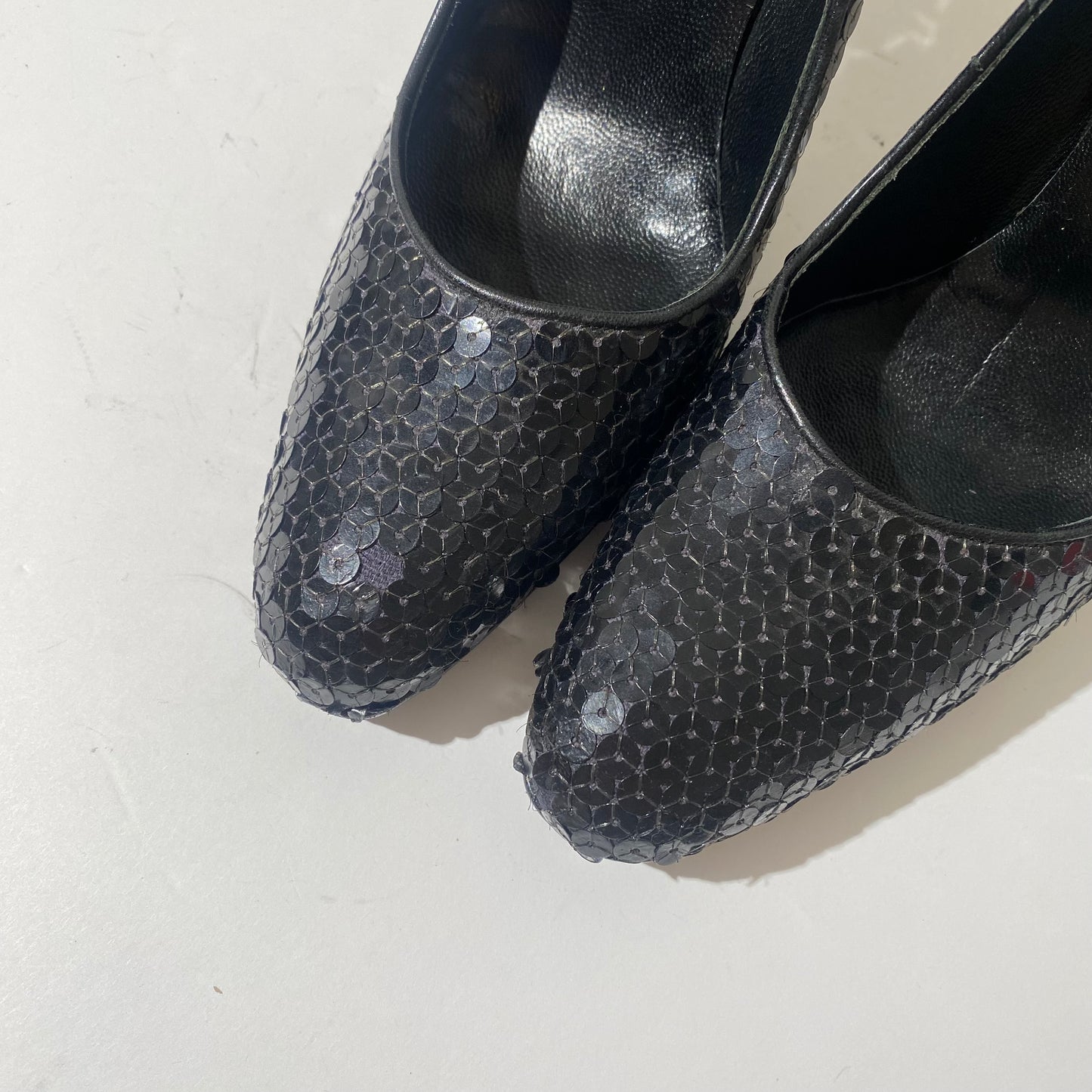 Miu Miu Early 2000s Black Sequins Pumps