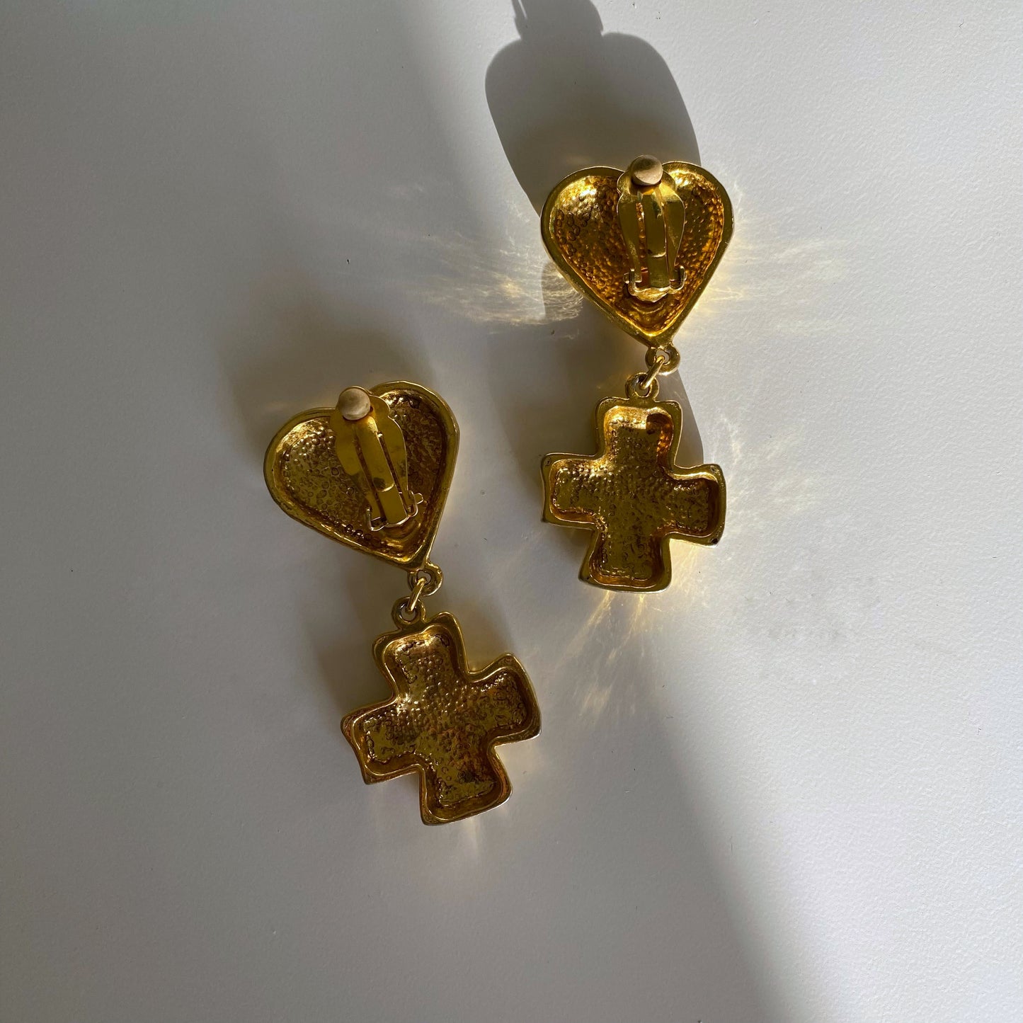 Moschino 80s Gold Chunky Heat Shaped Clip-on Earrings