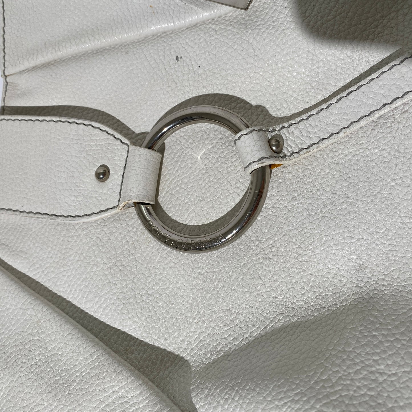 Dolce and Gabbana White Leather Hobo Bag