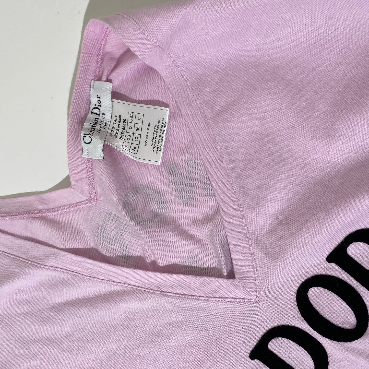 Dior 2003 Pink J'adore Dior V Neck T-shirt