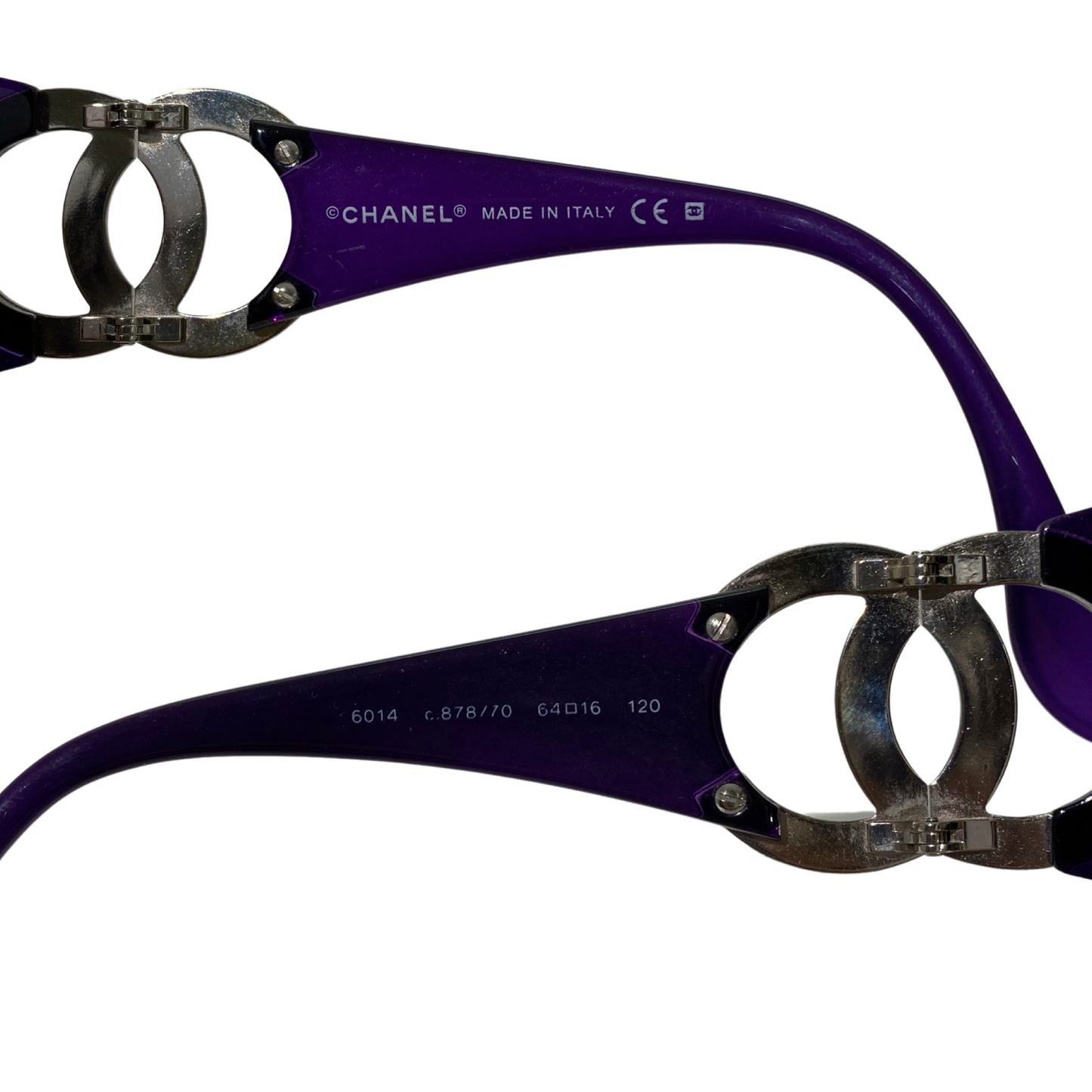 Chanel 2000s Oversized CC Mark Purple Sunglasses