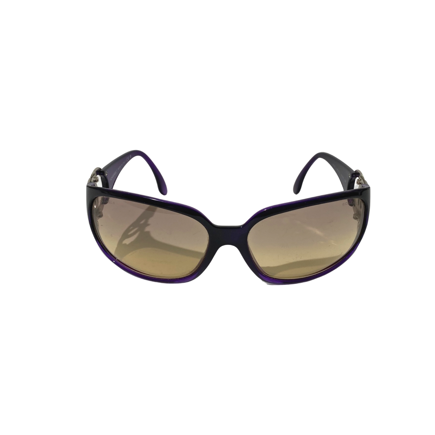 Chanel 2000s Oversized CC Mark Purple Sunglasses