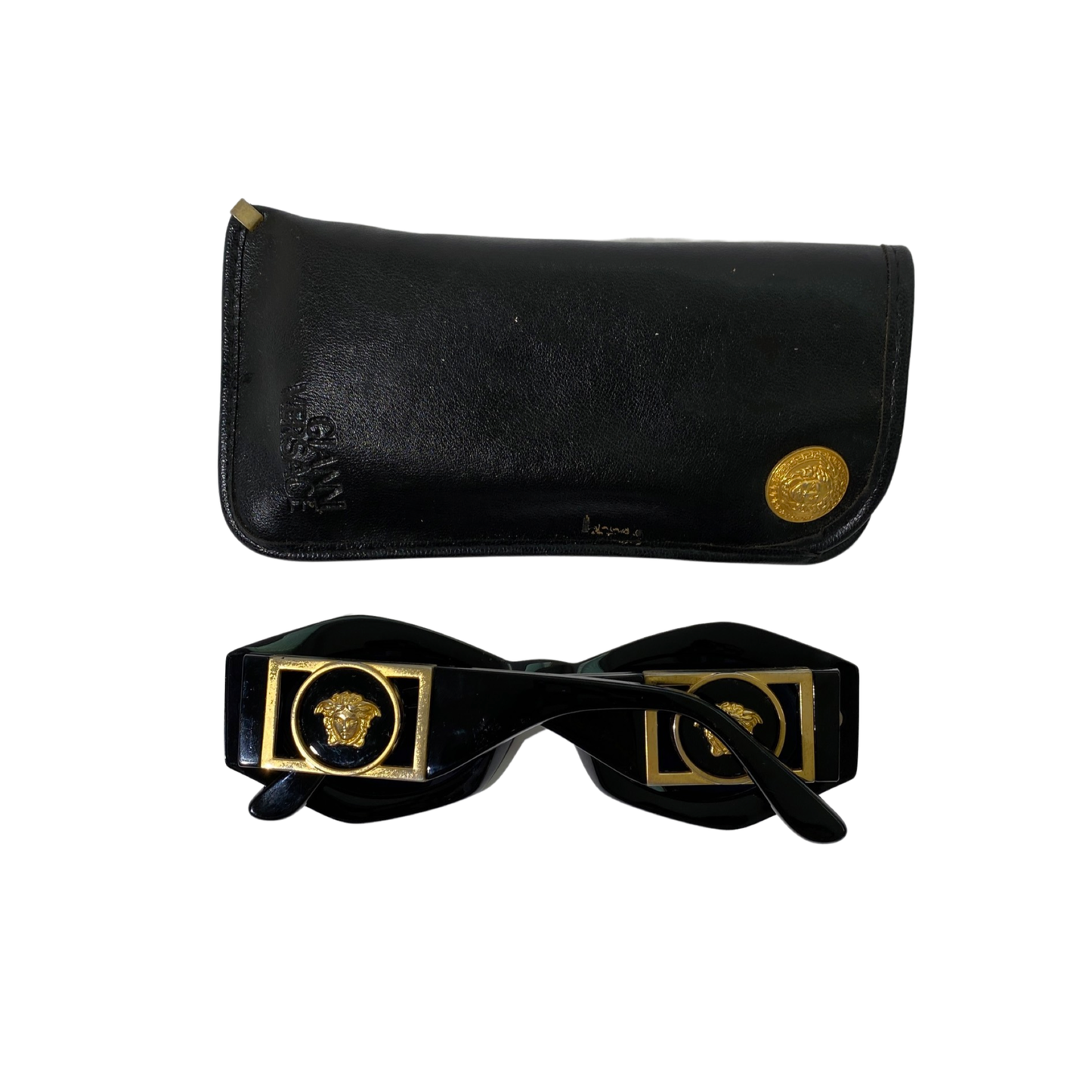 Gianni Versace 90s Black Gold Sunglasses