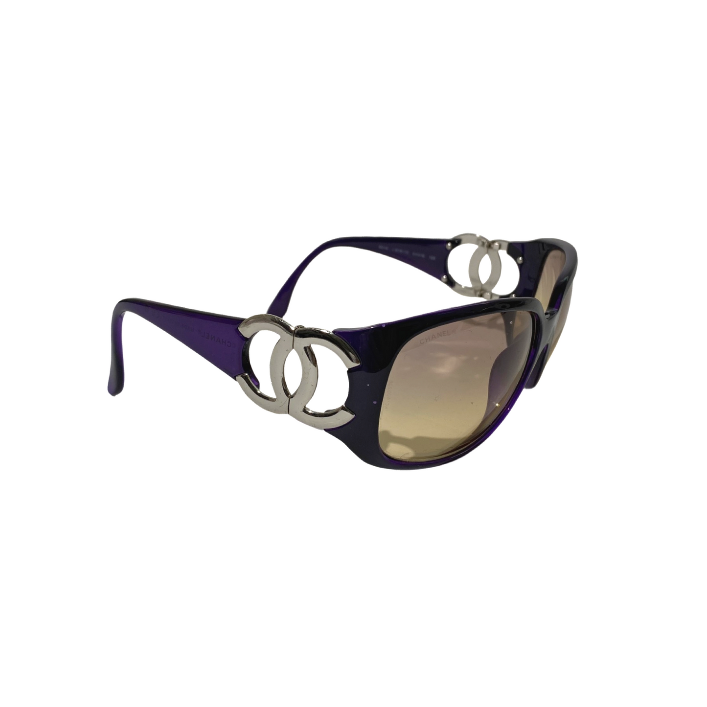 Chanel 2000s Oversized CC Mark Purple Sunglasses