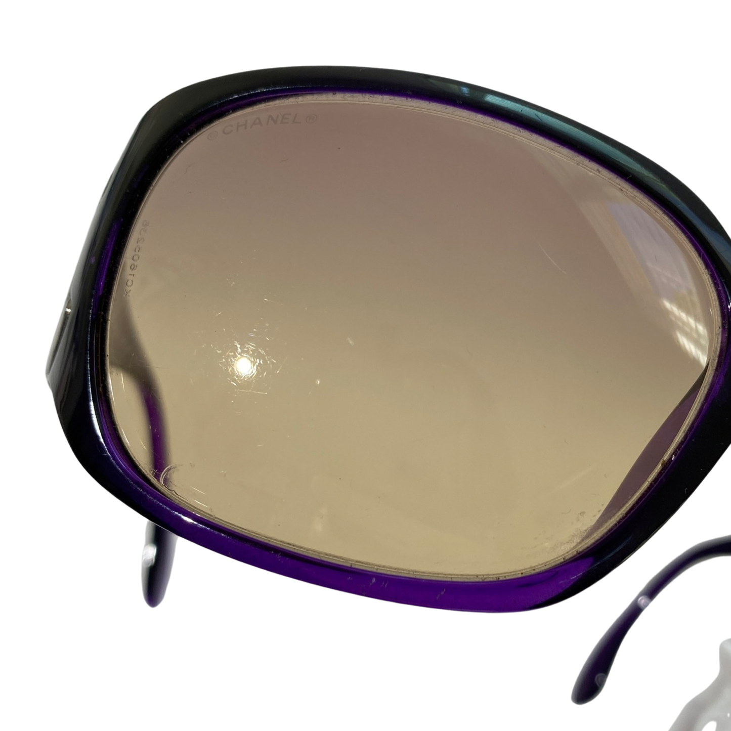 Chanel 2000s Oversized CC Mark Purple Sunglasses