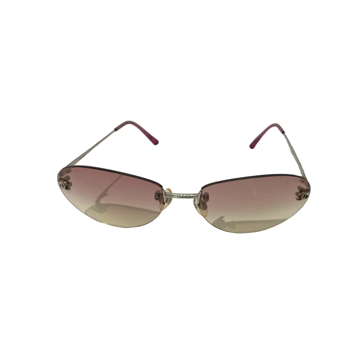 Chanel 2000s Pink Gradint Rimless Sunglasses