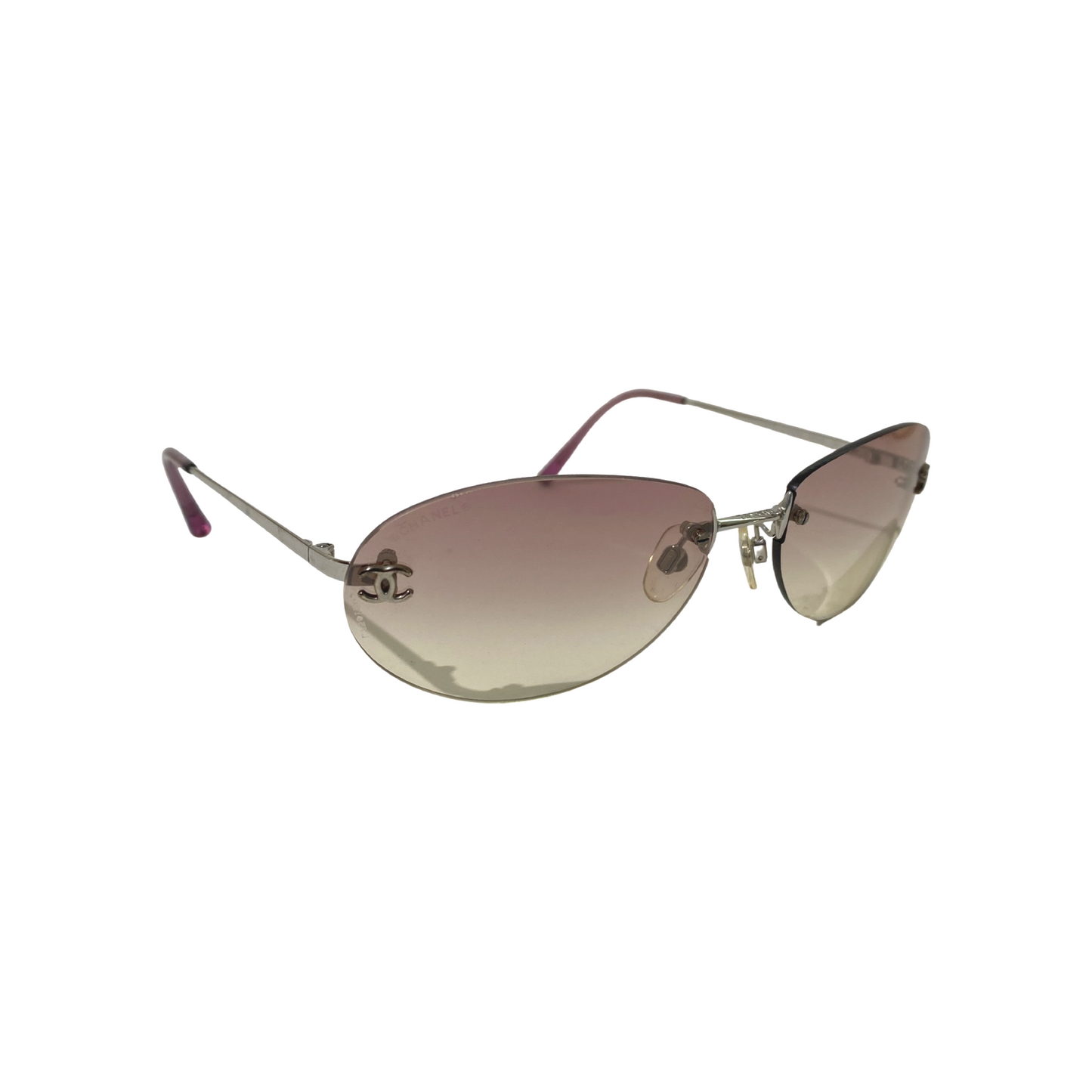 Chanel 2000s Pink Gradint Rimless Sunglasses