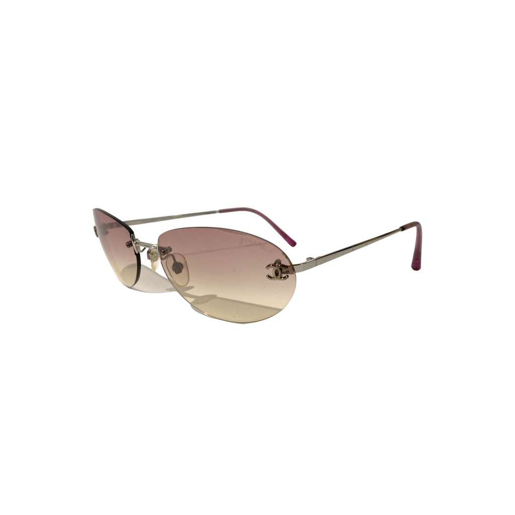 Chanel 2000s Pink Gradint Rimless Sunglasses