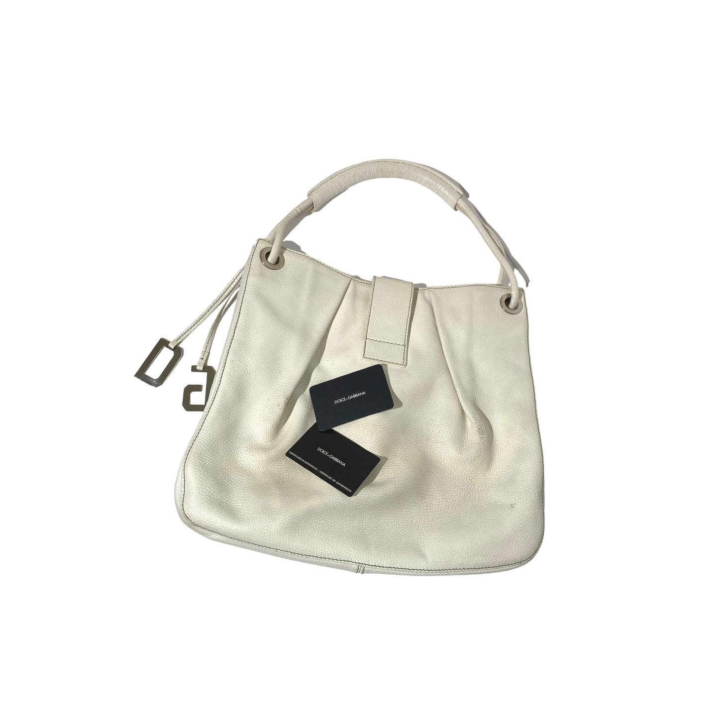 Dolce and Gabbana White Leather Hobo Bag