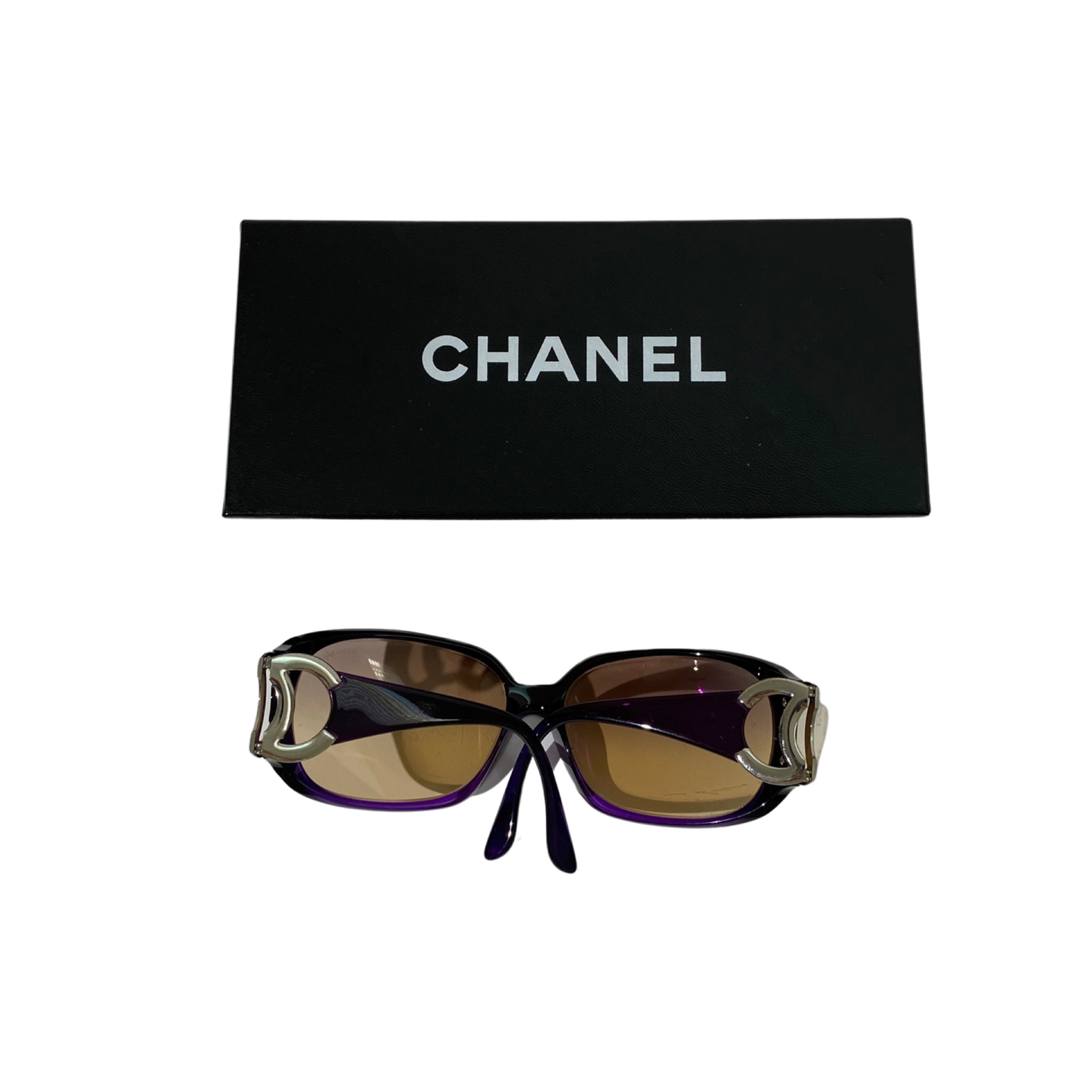 Chanel 2000s Oversized CC Mark Purple Sunglasses