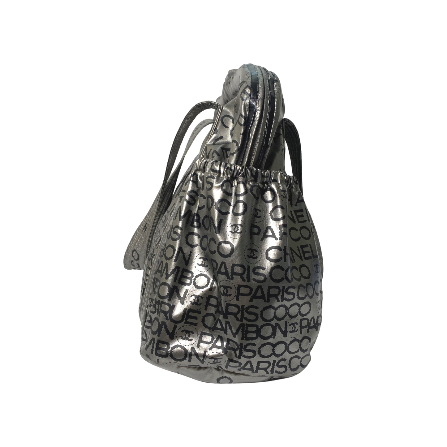 Chanel 2008 Unlimited Rue Cambon 32 Silver Bowling Bag