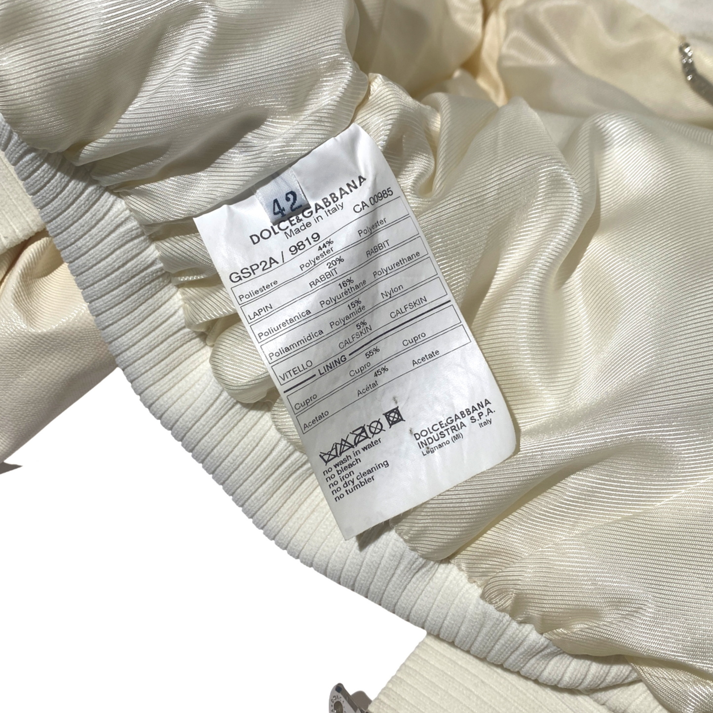 Dolce and Gabbana 2003 F/W Shiny Ivory Cropped Puffer Jacket