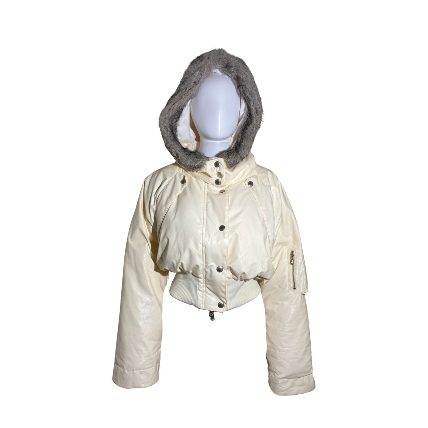 Dolce and Gabbana 2003 F/W Shiny Ivory Cropped Puffer Jacket