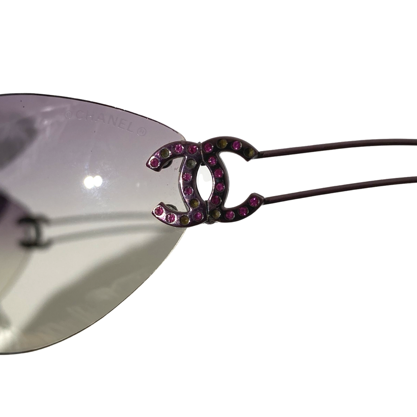 Chanel 4049B Purple Gradient Rhinestone Rimless Sunglasses