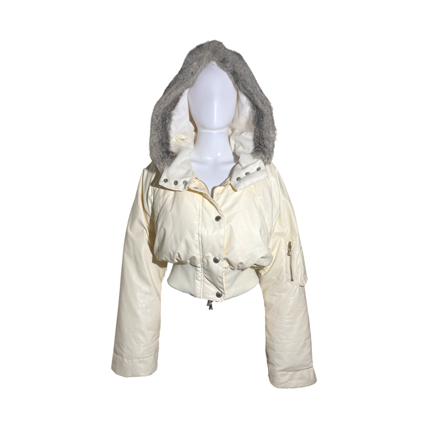 Dolce and Gabbana 2003 F/W Shiny Ivory Cropped Puffer Jacket