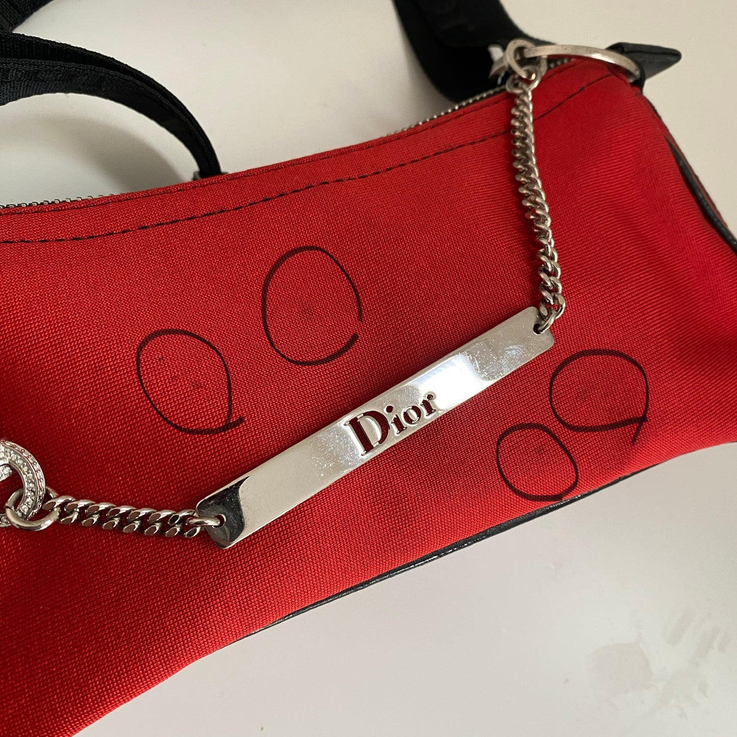 Dior 2004 Jersey Hardcore Red Shoulder Bag