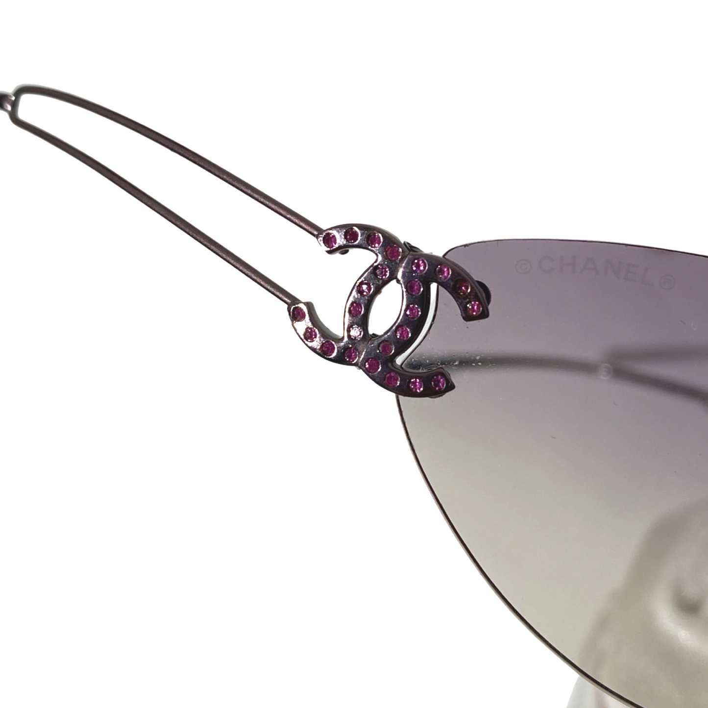 Chanel 4049B Purple Gradient Rhinestone Rimless Sunglasses