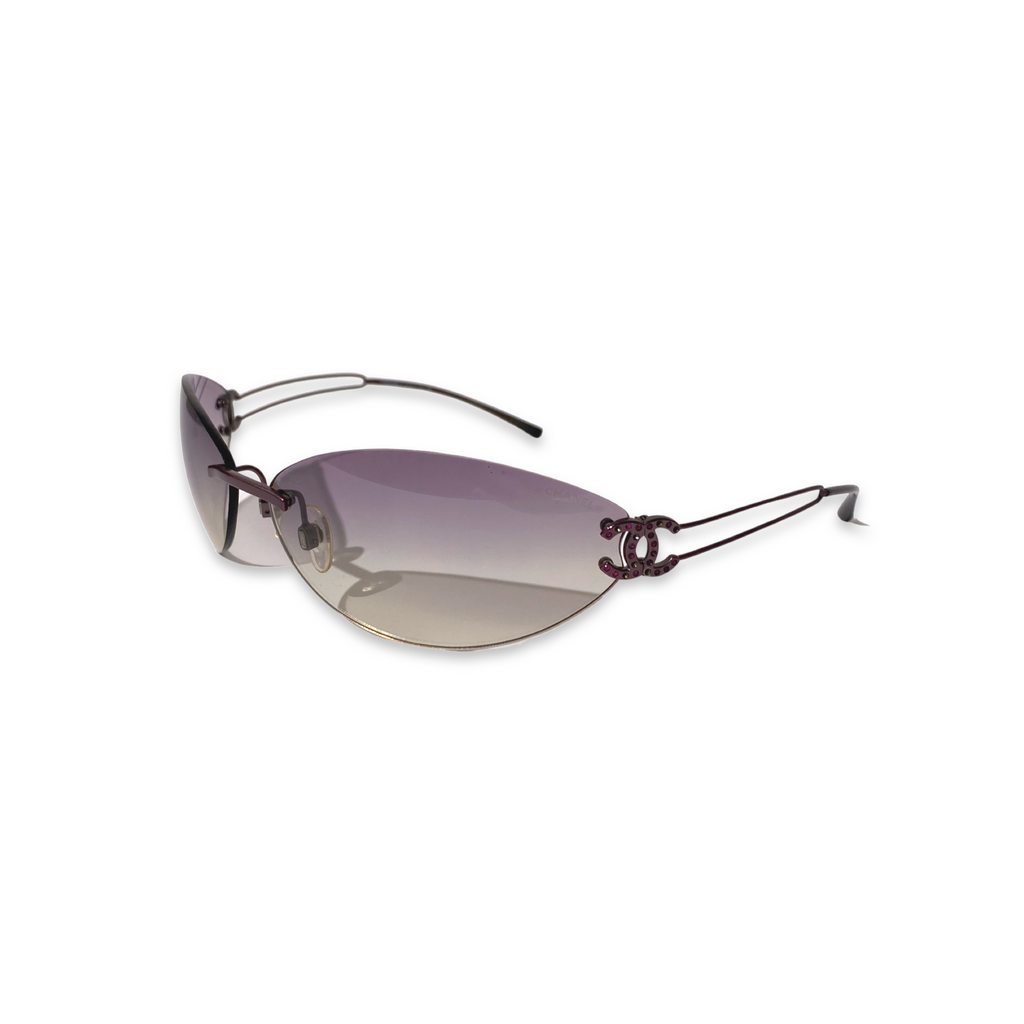 Chanel 4049B Purple Gradient Rhinestone Rimless Sunglasses