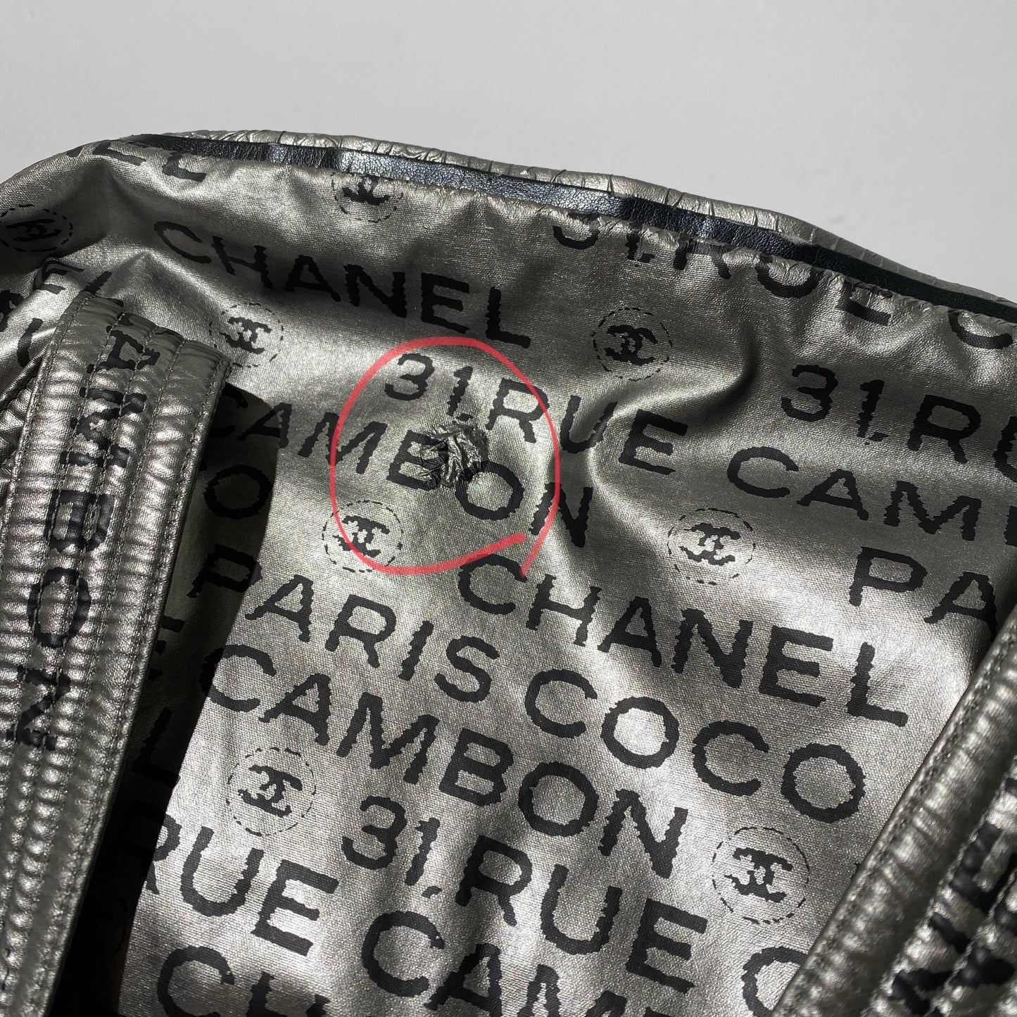 Chanel 2008 Unlimited Rue Cambon 32 Silver Bowling Bag