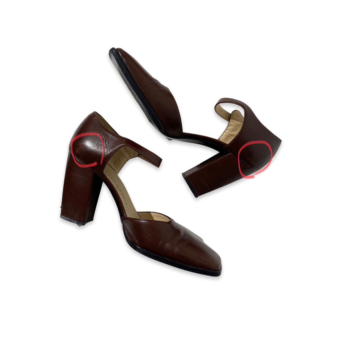 Chanel 1998 AW Slingback Classic Brown Square Toe Heels